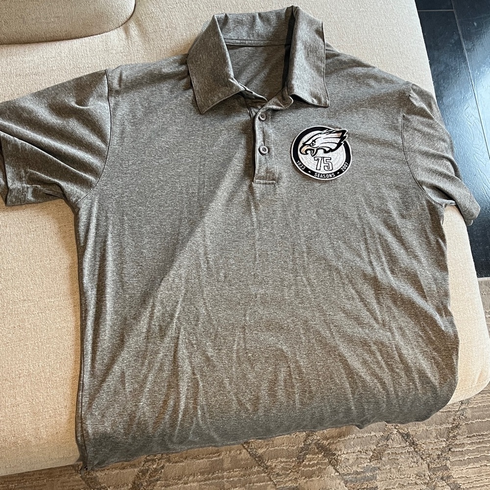 Gray Polo Shirt with Eagles Logo